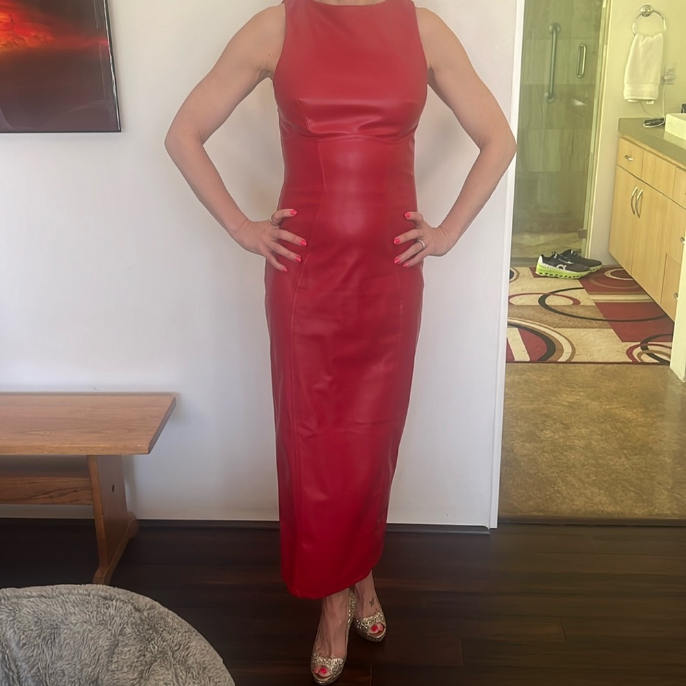 Loads of compliments in this Designer long pleather dress